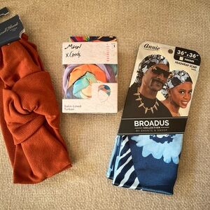Assortment of 3 Hair Wraps/Scarves/Headbands NEW